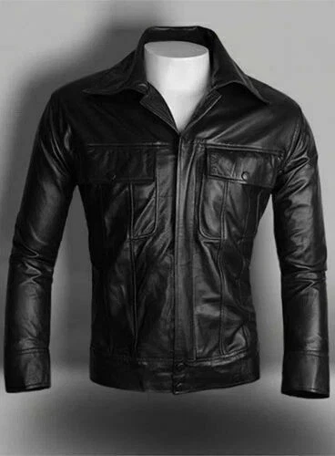 Men’s Black Leather Elvis Presley Speedway Rock N Roll Vintage Jacket Costume