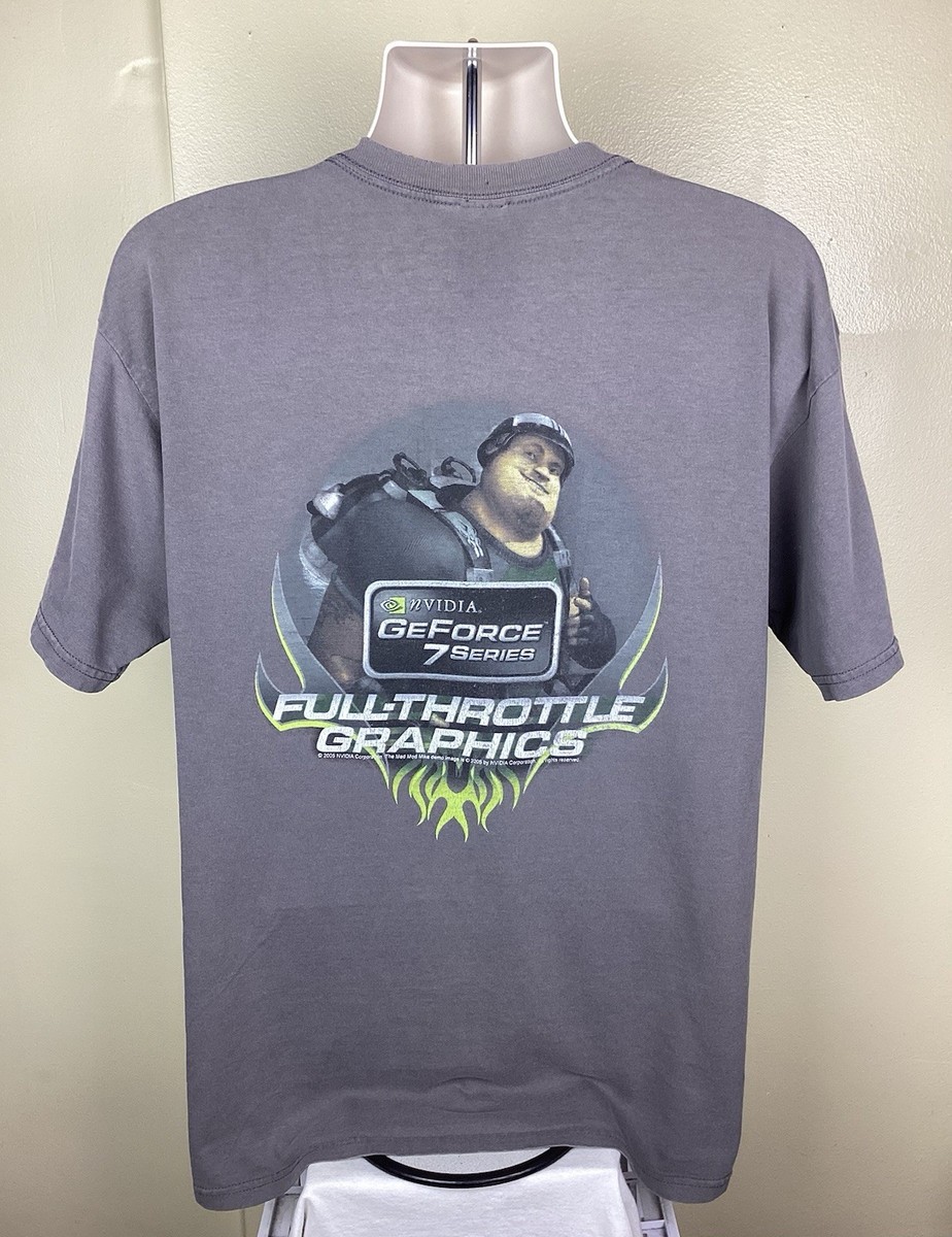 Vtg 2005 nVIDIA GeForce 7 Mad Mod Mike T-Shirt L Computer Video