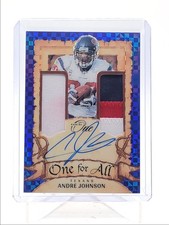 ANDRE JOHNSON 2023 PANINI ONE ONE FOR ALL DUAL PATCH BLUE AUTO /75 Q6383