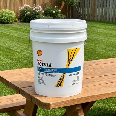 Shell Rotella T4 Triple Protection 15W-40 Diesel Engine Oil, 5 Gallon Pail
