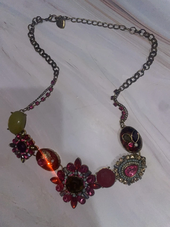 Collar DE COLECCIÓN Betsey Johnson St Barts Rosa Rojo Carnaval Estrás Declaración Foto 4 de 4