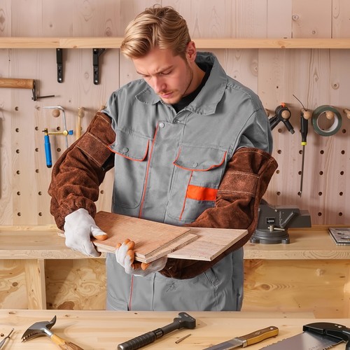 VEVOR Leather Welding Sleeves Heavy Duty Cowhide Flame Resistant Work Sleeves - Picture 8 of 12