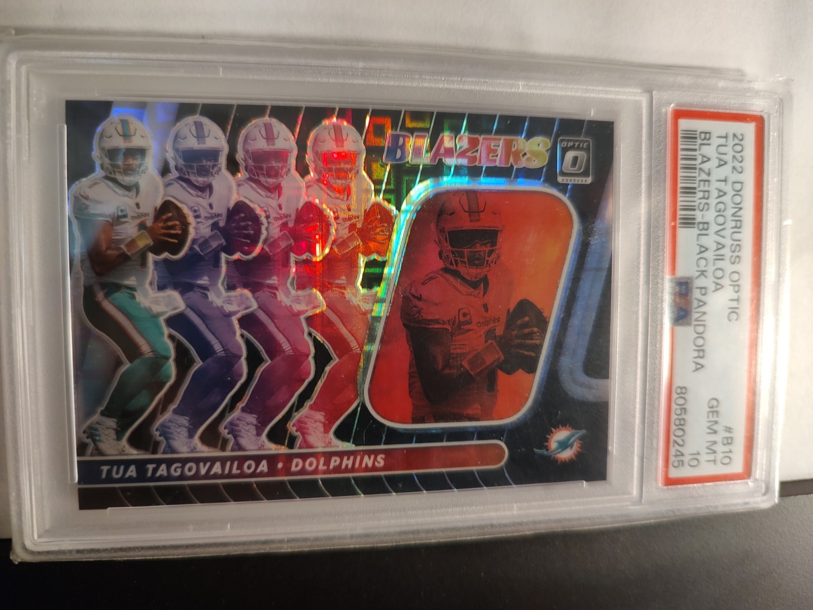 2022 Panini Donruss Optic Blazers Tua Tagovailoa #B-10 Black Pandora Prizm /25