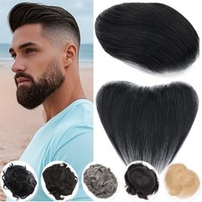 Men Toupee Real Human Hair Thin Skin PU Hair One Piece System Wig Buzz Cut 0.2mm
