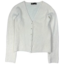 Vintage Zara Cream Longsleeve Cardigan Nylon Wool Angora Blend Medium
