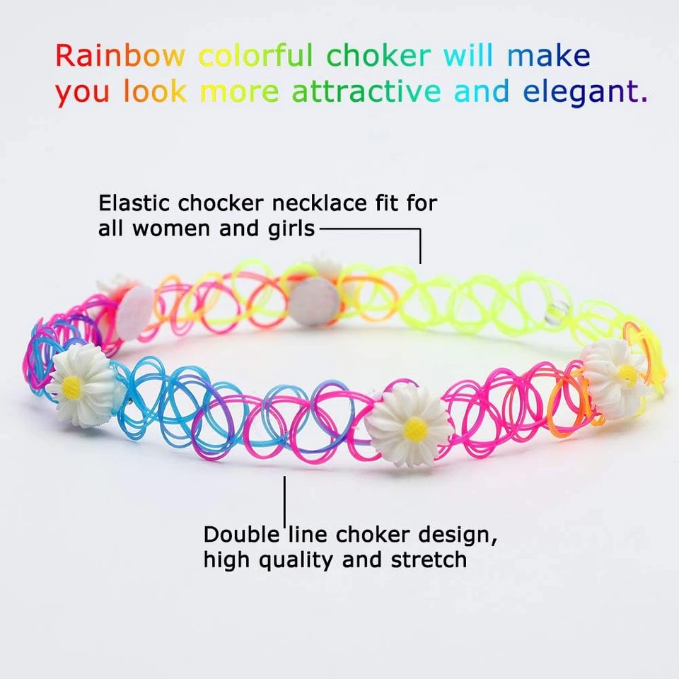 Tattoo Choker Girocollo Collane Set Moda Gioielli Elasticizzato Tatuaggio Gothic - Immagine 3 di 4