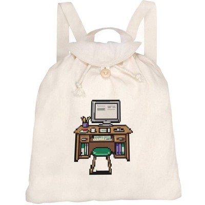 'Organized Desk Pixel Art' Canvas Rucksack / Backpack (RK00031493)