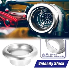 4" Inlet Bellmouth Velocity Stack Adapter Air Intake Turbo Horn Silver Tone