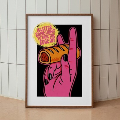 Take the Edge Off Sausage Roll Poster   Funny Food Quote Wall Art   Bold Print