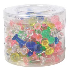 Manufacturer Varies Assorted Push Pins, 7/8 in Overall Lg, Metal/Plastic, 100 PK