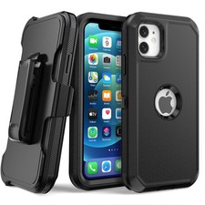 Black For iPhone 12 12 Pro Max 12 Pro Hard Case Shockproof Cover With Belt Clip