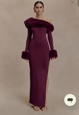 Meshki Karleigh Faux Fur Knit Maxi Dress - Plum