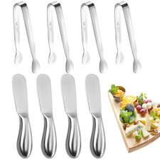 8 PCS Butter Spreader Knife Set Stainless Steel Mini Serving Tongs Tool