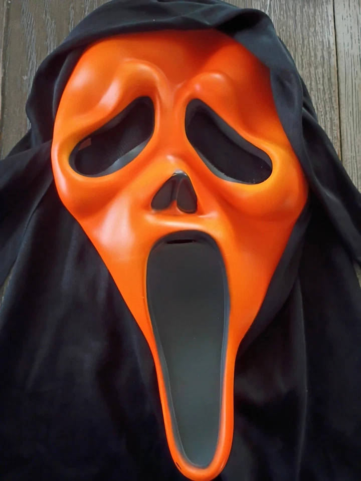 Orange Fluorescent Ghost Face Mask Adult Costume Accessory NEW Scream 2022 - Image 3 of 4
