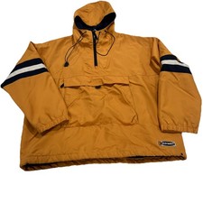 Vintage 90s Y2K OLD NAVY anorak Yellow Hood Pullover Nylon Jacket Size L