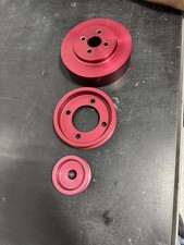 Underdrive Serpentine Pulley Set For 1979-1993 Ford Mustang 5.0 Red Aluminum Underdrive Serpentine Pulley Set For 1979-1993 Ford Mustang 5.0 Red Aluminum