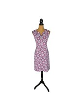 Talbots Petite Small Pink Blue Geometric Floral Shift Dress Sleeveless