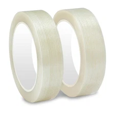 2 Rolls 1" x 27yd Filament Strapping Tape – 5.5 Mil Heavy Duty, Transparent