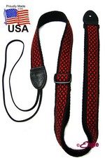 Chicago 'Kells' Woven Mandolin Strap in Red Green Purple & Beige for F- style