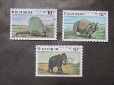Nicaragua 1987 Mi-Nr. NI 2775 - 2777 Prähistorische Tiere Reptilien gestempelt