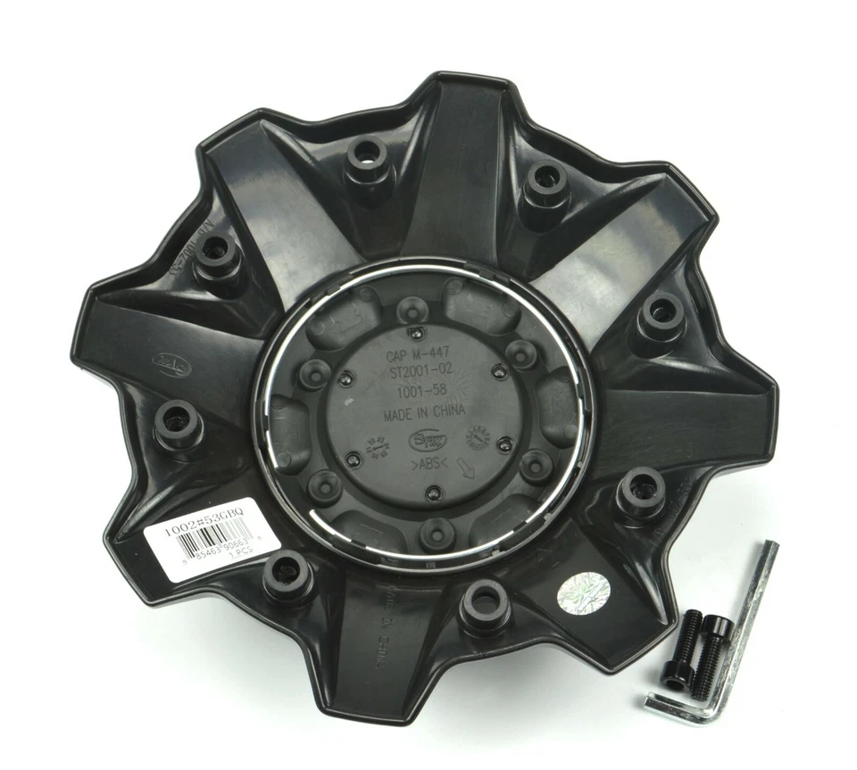 4x NUEVAS tapas centrales para llantas de combustible todo terreno negro brillante rojo 8 orejetas 1002#53GBQ Foto 4 de 4