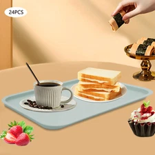 Serving Trays Blue Cafe Plastic Fast Food Tray for Eating, 14 "x10", Set of 24