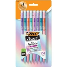 BIC Xtra Smooth Pastel Barrels Mechanical Pencil 0.7mm Lead 24/Pk School Office