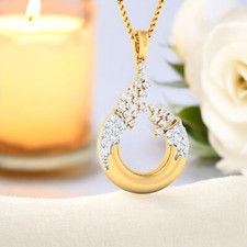 Elegant 0.65 Cts F/VS1 Round Brilliant Cut Natural Diamonds Necklace in 14K Gold