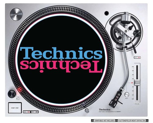 Technics Logo DJ Slipmats, felt (pair, double blue with 2 colour logo print) - Picture 4 of 4