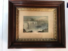 c1838 Genesse Falls, Rochester NY WH Bartlett Deep Walnut Frame Under Glass