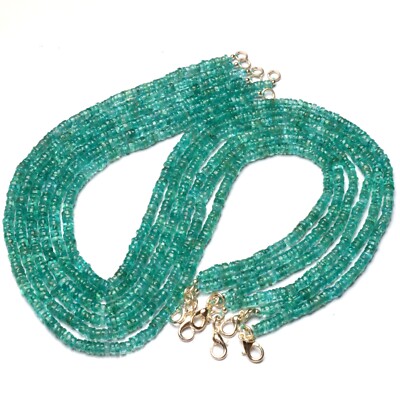 Natural Green Apatite Gem 4 mm Size Smooth Heishi Shape Beads 16.5'' Necklace