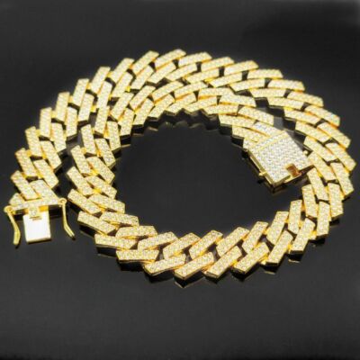Dog Collar Chain Harness Metal with Diamonds 20mm Width German Shepherd Big Dogs