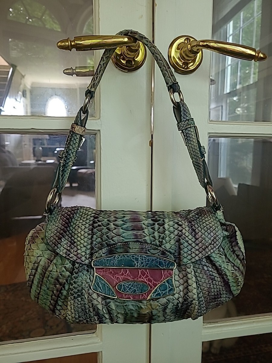 Prada Limited Edition Purple Blue Green Python Leather Small Prada Limited Edition Purple Blue Green Python Leather Small