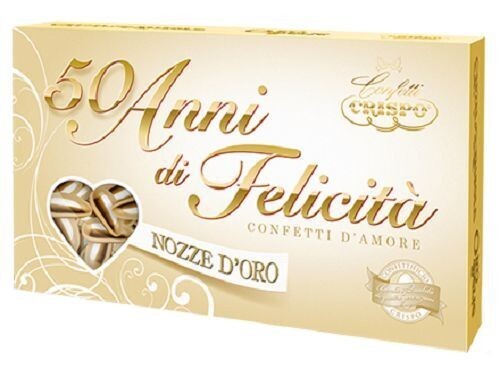 CONFETTI Crispo 50 Anni di Felicità Matrimonio Oro Nozze Mandorla 500 gr