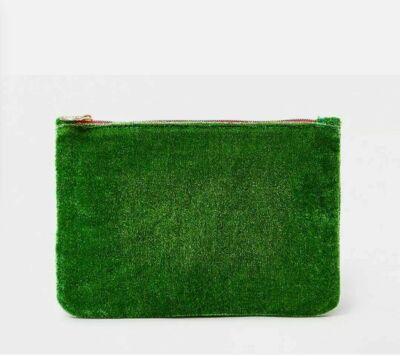 New Makeup Bag November 2021 Soft Velvety Green Cosmetic Bag  no contents