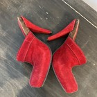 Carlos funky ladies size 6 spike heel slip on shoes Red Suede Buckle — photo 4
