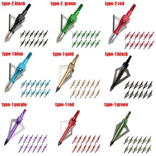 6/12x puntas de caza 3D punta de flecha 100 puntas de flecha grano tiro con arco Broadheads - Imagen 1 de 35
