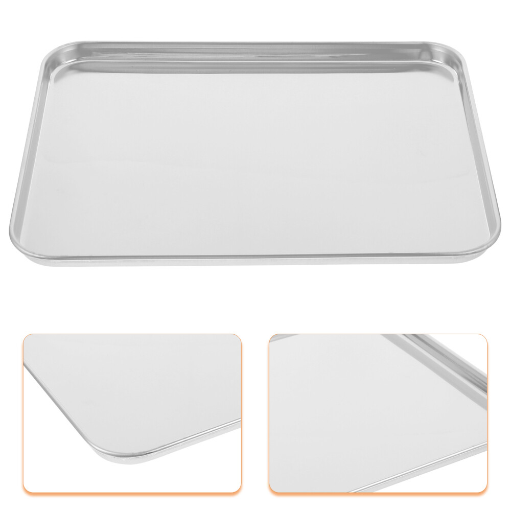 Stainless Steel Steamer Plate Rectangle Grill Tray Steaming Dish Baking Sheet