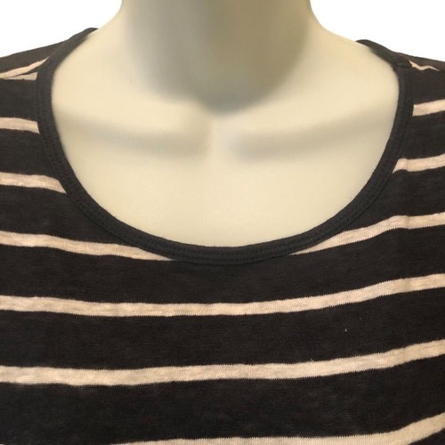 Vince Linen Tee Chest Pocket LS Sz. M Casual Lightweight Black/White - Picture 5 of 5