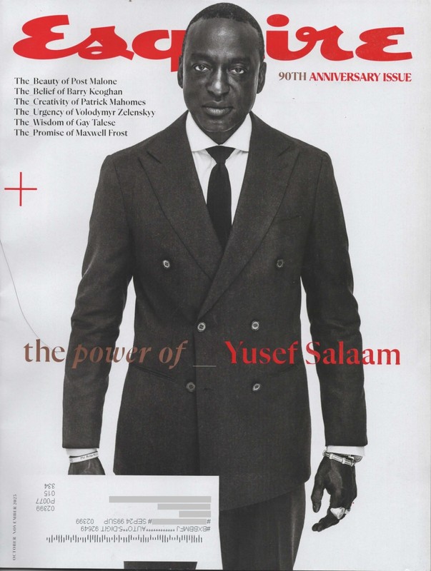 Esquire 90th Anniversary Yusef Salaam Cashmere Jersey Boys October/November 2023
