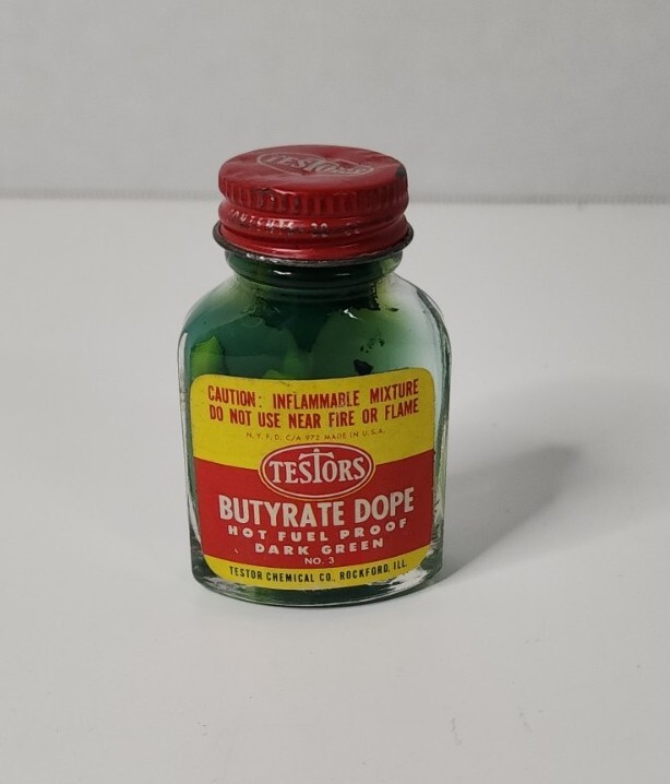 TESTORS Nitrate Dope Hot Fuel Proof Dark Green No.3 30cc Bottle Vintage