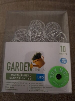 Garden PARTY 10 CT Light Indoor 4.5 ft Silver Metal Thread Light Set