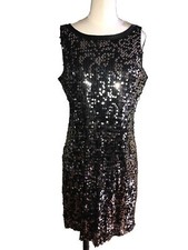 NWT BANANA REPUBLIC BLACK & SILVER SEQUINS COCKTAIL EVENING PARTY DRESS 8 $199