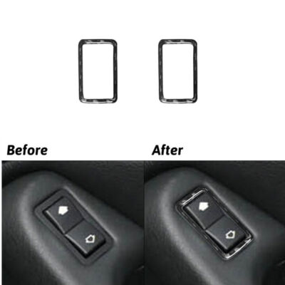 2x Carbon Fiber Rear Door Window Control Cover Sticker For BMW M5 E39 1998-2003