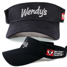 New Wendy's Dave Thomas Foundation Restaurant Black Uniform Visor Cap Hat wendys