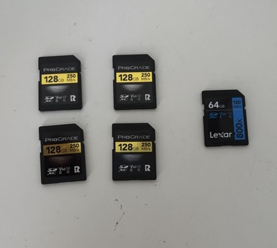 (5x Pack) ProGrade Digital V60 128GB SDXC UHS-II Memory Card + Lexar 64GB Card