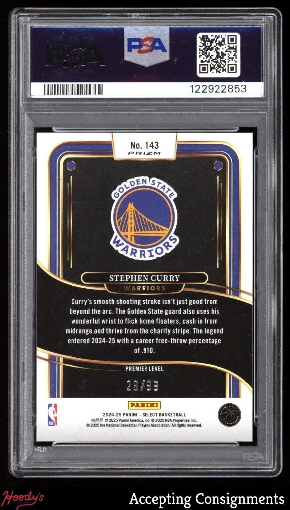 2024-25 Select Purple Cracked Ice Prizms Stephen Curry Premier /99 PSA 10 GEM view 2