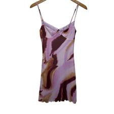 Bp Dress Women XXS Babydoll Adjust Strap Marbled Purple Brown 90s Y2K Bratz Lace