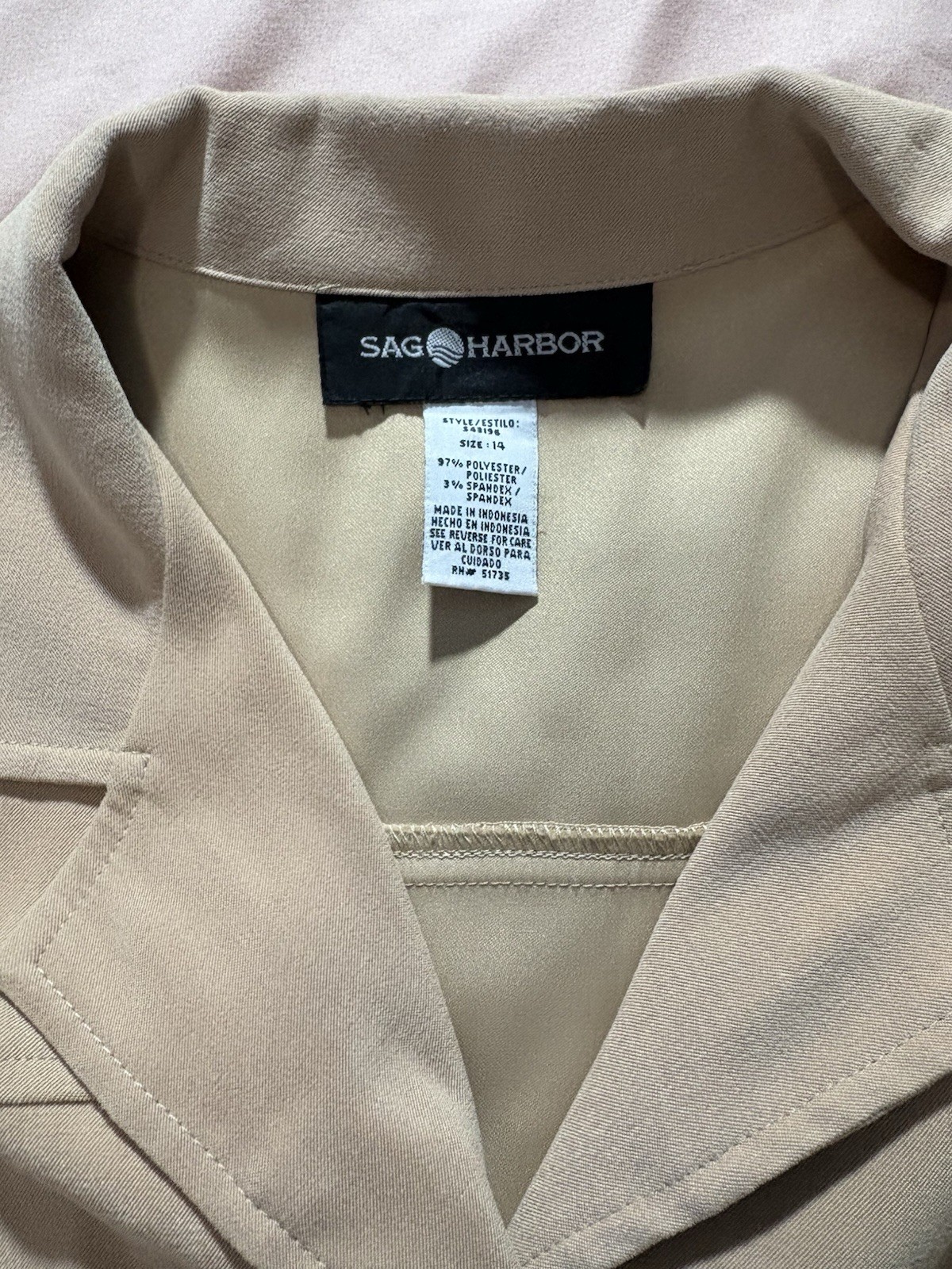 Sag Harbor Solid Beige Buttoned Up Jacket Size 14 - image 3