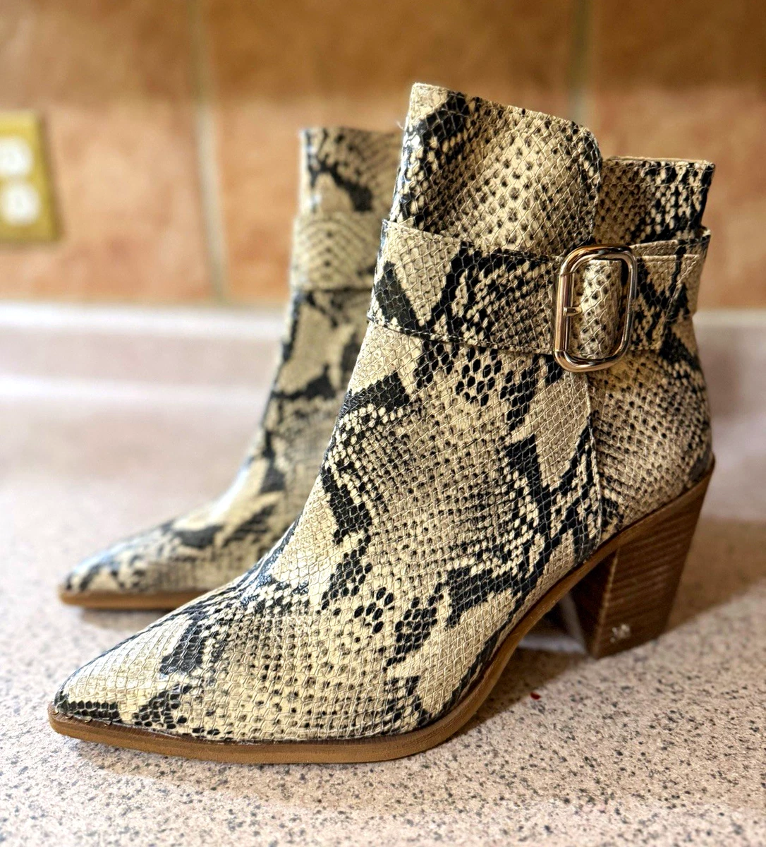 NWOB! Sam Edelman Snake Print Leather Ankle Boots Booties - Size 10
